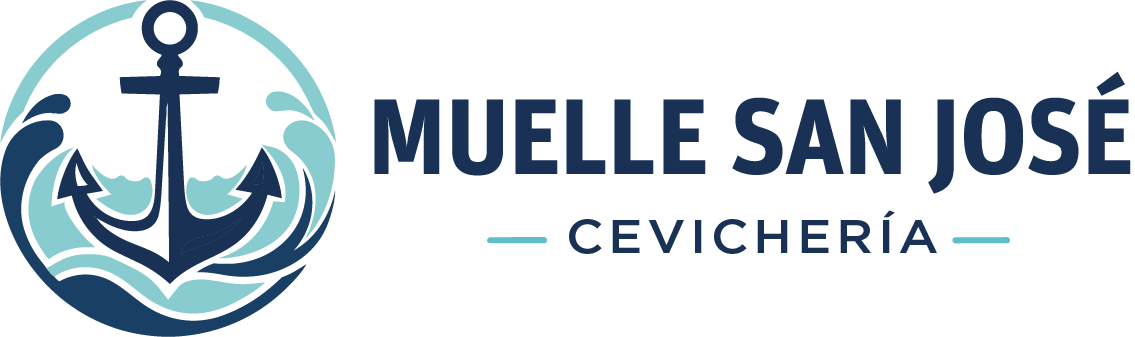 Logotipo de Muelle San José: ancla, olas y semicírculo en azul y celeste